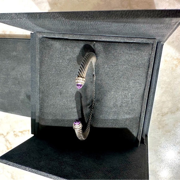 David Yurman Classic Cable Bracelet - 4mm - Amethyst with diamonds - Picture 1 of 6